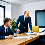 Project Planning Meeting in Russia**

"A diverse team of professionals gathered around a table in a modern Moscow office, reviewing documents and discussing a translation project. Fully clothed in business attire, safe for work, appropriate content. Focus on collaboration and teamwork, natural pose, perfect anatomy, correct proportions, family-friendly."

**