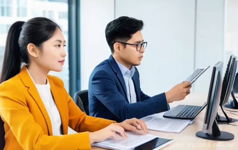 통번역사 번역사 자기소개서 작성법 - **Prompt:** A diverse group of professional translators, both male and female, of varying ages and e...