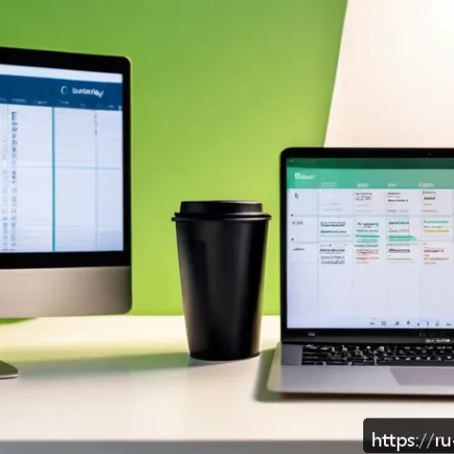 Home 30 통번역사 번역 실습 - A professional translator’s workspace featuring a sleek modern desk with dual monitors displaying CA...